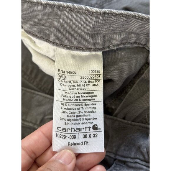 CARHARTT Gray Canvas Carpenter Pants Relaxed Fit Workwear Rugged 36x31 READ - Picture 4 of 9